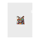 だんのんのカラフルメガネをかけた猫 Clear File Folder