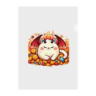 nekodoragonのおやすみ！猫ドラゴン　背景透過ver Clear File Folder