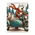 シマのバイクに乗る狼の親子 クリアファイル