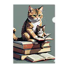 三毛猫shopの本を読む猫 クリアファイル