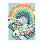 🌈七色の世界🌈の虹の海を泳ぐコイちゃん Clear File Folder