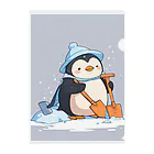 ganeshaのかわいいペンギンとおもちゃのシャベル Clear File Folder