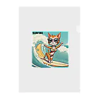 ハワイライフのSURFING猫（女の子バージョン） Clear File Folder