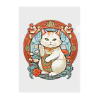 ゆまちゃんの開運雑貨屋さんのカモーンキャット？欧米の招き猫ミュシャ風 Clear File Folder