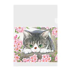 ミケとキジシロの花見猫♪キジシロ猫とてんとう虫 Clear File Folder