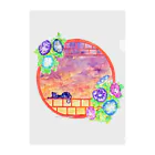 星架月の「窓際の夏」夕焼け・朝顔縁・ネコ Clear File Folder