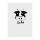 MrKShirtsのUshi (牛) 黒デザイン クリアファイル