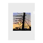 WhiteCiderの夕焼け製作所の電信柱から垣間見る夕陽クリアファイル クリアファイル