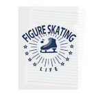 sports_tower スポーツタワーのフィギュアスケート・星・figure skating・グッズ・デザイン・フィギアスケート・#Tシャツ・ステップ・スピン・ジャンプ・スケート靴イラスト・技・男子・女子・かっこいい・かわいい・アイスダンス クリアファイル