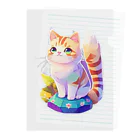 dolphineの上目遣いで見上げるrainbow cute cat Clear File Folder