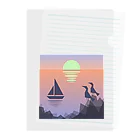 エアレーションの独り言の船と夕陽と海鳥と。 Clear File Folder