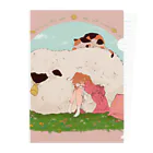 内海　憂　女の子と優しい動物さん達の癒しの羊さんと女の子 Clear File Folder