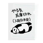 ミナミコアリクイ【のの】のやる気 入荷日未定【パンダ】 Clear File Folder