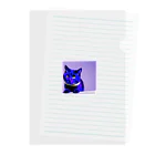 gatto solitario(物寂しげな猫)のネオンに染まった猫 クリアファイル