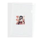 ワンダーワールド・ワンストップの浴衣を着た黑髪ロングヘアの綺麗な女性 Clear File Folder