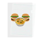 徳原旅行先のお土産屋さんのかつ丼とハンバーガー２個 Clear File Folder