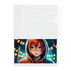 RONBOのパーカーを着た赤毛の女の子 Clear File Folder