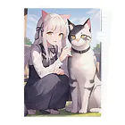 Tuki7の猫と猫耳少女 クリアファイル