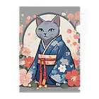 coco_peroのお正月の着物を着たロシアンブルーの猫ちゃんグッズ Clear File Folder