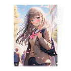 シロクマペンギンのブレザーセーラー服ミックス制服の女の子 Clear File Folder