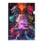 シロクマペンギンのドラゴンファイターガールwith竜の変身ヒーロー Clear File Folder