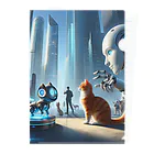 ニャーちゃんショップの未来のロボットペットと友達になっている猫 Clear File Folder