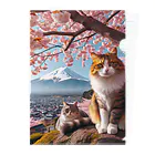 猫好き Japanの富士山と猫 クリアファイル
