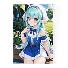 AIオリジナルイラスト　美女男子の青い髪の美少女エルフ Clear File Folder