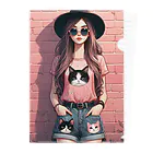 SaltyCookie Design Worksの猫好きの女の子のファッション(1) クリアファイル