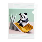 gigaグッズの滑り台で遊ぶ折り紙パンダ クリアファイル