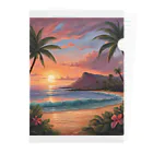 ロマンティックのハワイの夕陽 クリアファイル