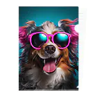 AQUAMETAVERSEのサングラスをかけた、かわいい犬 Marsa 106 クリアファイル