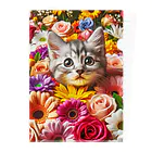 IloveCatの満開の花畑でキュートな子猫 Clear File Folder