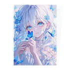 AIアートのお店ですの青い蝶と少女 Clear File Folder