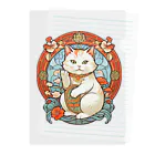 ゆまちゃんの開運雑貨屋さんのカモーンキャット？欧米の招き猫ミュシャ風 Clear File Folder