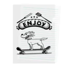 nidan-illustrationのhappy dog -ENJOY- (black ink) Clear File Folder