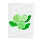 Lily bird（リリーバード）の緑のバラ3輪 輪郭緑色 クリアファイル