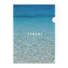 はれうさぎの沖縄座間味の海【波B-2】慶良間ブルー｜ZAMAMIの文字入り Clear File Folder