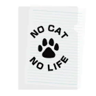 アトリエかののNO CAT NO LIFE 肉球 黒 バックプリント Clear File Folder