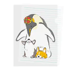 サカモトリエ/イラストレーターの皇帝ペンギンとコーギー Clear File Folder