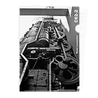 ヴィンテージ鉄道写真グッズの店の車庫にスタンバイするC622蒸気機関車 （モノクロフォト） Clear File Folder