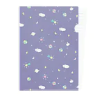 papiko くまさんの宇宙　星屑ロンリネス　パープル Clear File Folder