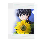 夜店の学ラン少年と花「向日葵」 Clear File Folder