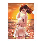 お絵かき堂の海辺の少女 Clear File Folder