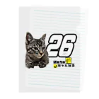 Moto@猫とバイクのVideologのレーサーキャットジロー２６（ロゴあり） Clear File Folder