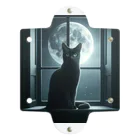 MONOQLO-no-SEKAIの月明かりに佇む黒猫 クリアマルチケース