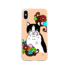 greetenのはちわれ猫と花　カラフル Clear Smartphone Case