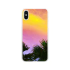 mizuphoto galleryの夕焼けとパームツリー Clear Smartphone Case