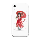 松や SUZURI店の桜吹雪と猫六 Clear Smartphone Case