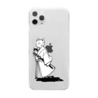 城下町にゃんこの会の猫侍(モノクロ) Clear Smartphone Case